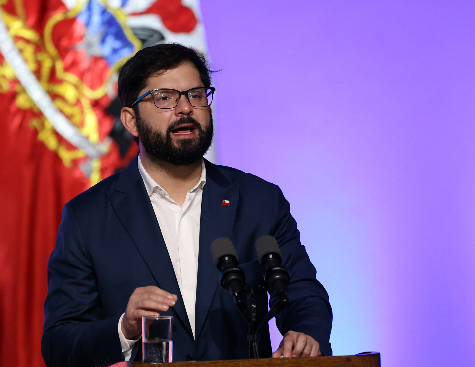 Presidente do Chile durante palestra na UnB